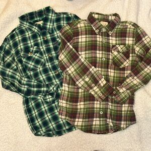 PEEK Boys Green and Brown Plaid Flannel Shirts